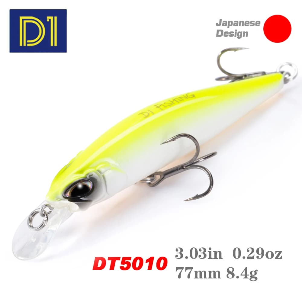 D1 Minnow Sospeso e Affondamento Jerkbait Esche Da Pesca 65mm/5g 77mm/8.4g Wobblers Artificiali Persico Luccio Attrezzatura Da Pesca
