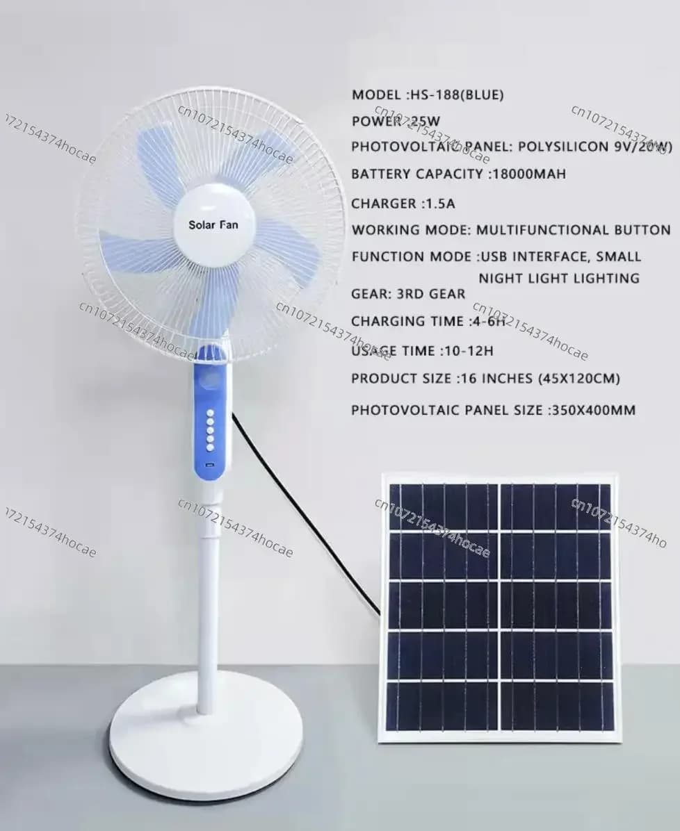Fornitori di ventole Ventilatore a piedistallo con supporto solare ricaricabile elettrico portatile da 16 piedi e 16 pollici con luce