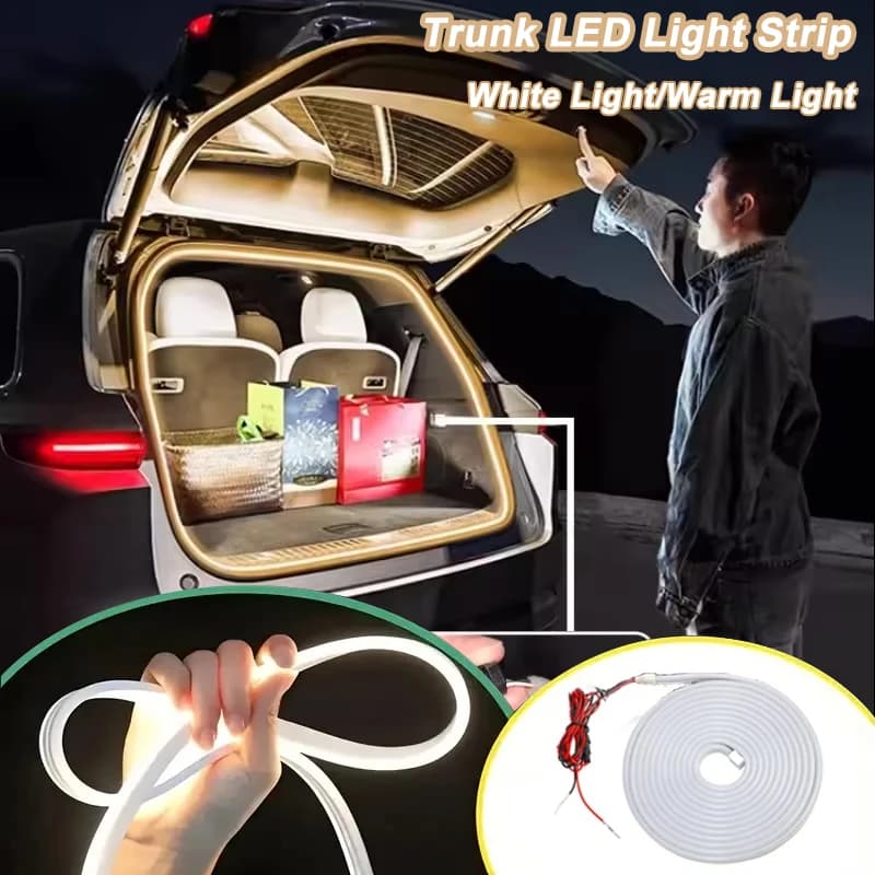 Barra per luci ambientali per bagagliaio Striscia luminosa a LED Interni in gomma morbida Striscia luminosa per atmosfera impermeabile Universale adatta per l'arredamento del veicolo