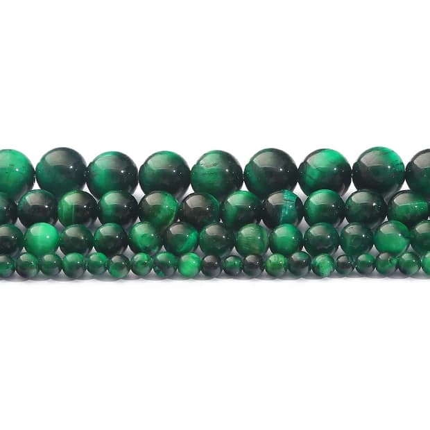 Perline rotonde sfuse in pietra naturale occhio di tigre verde scuro da 4mm-12mm per creazione di gioielli fai da te, braccialetti e accessori fatti a mano