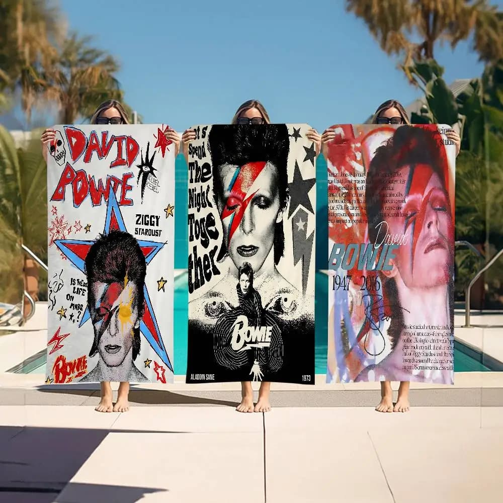 Coperta in Microfibra D-David Hot Singer B-Bowie, Asciugamano da Spiaggia ad Asciugatura Rapida, Telo da Piscina Oversize Super Assorbente con Stampa