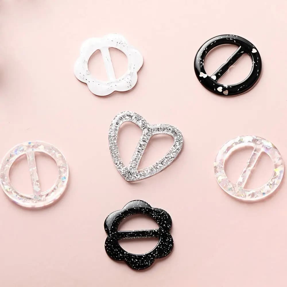 Clothes Clip T Shirt Ring Round Clothes Decoration Heart Flower T Shirt Clips Scarf Buckle Garment buckle Resin