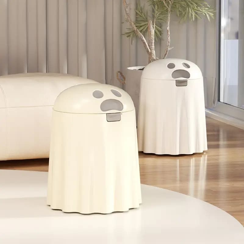 Cestino per la raccolta differenziata a pressione a forma di fantasma, con coperchio, per cucina, soggiorno e bagno