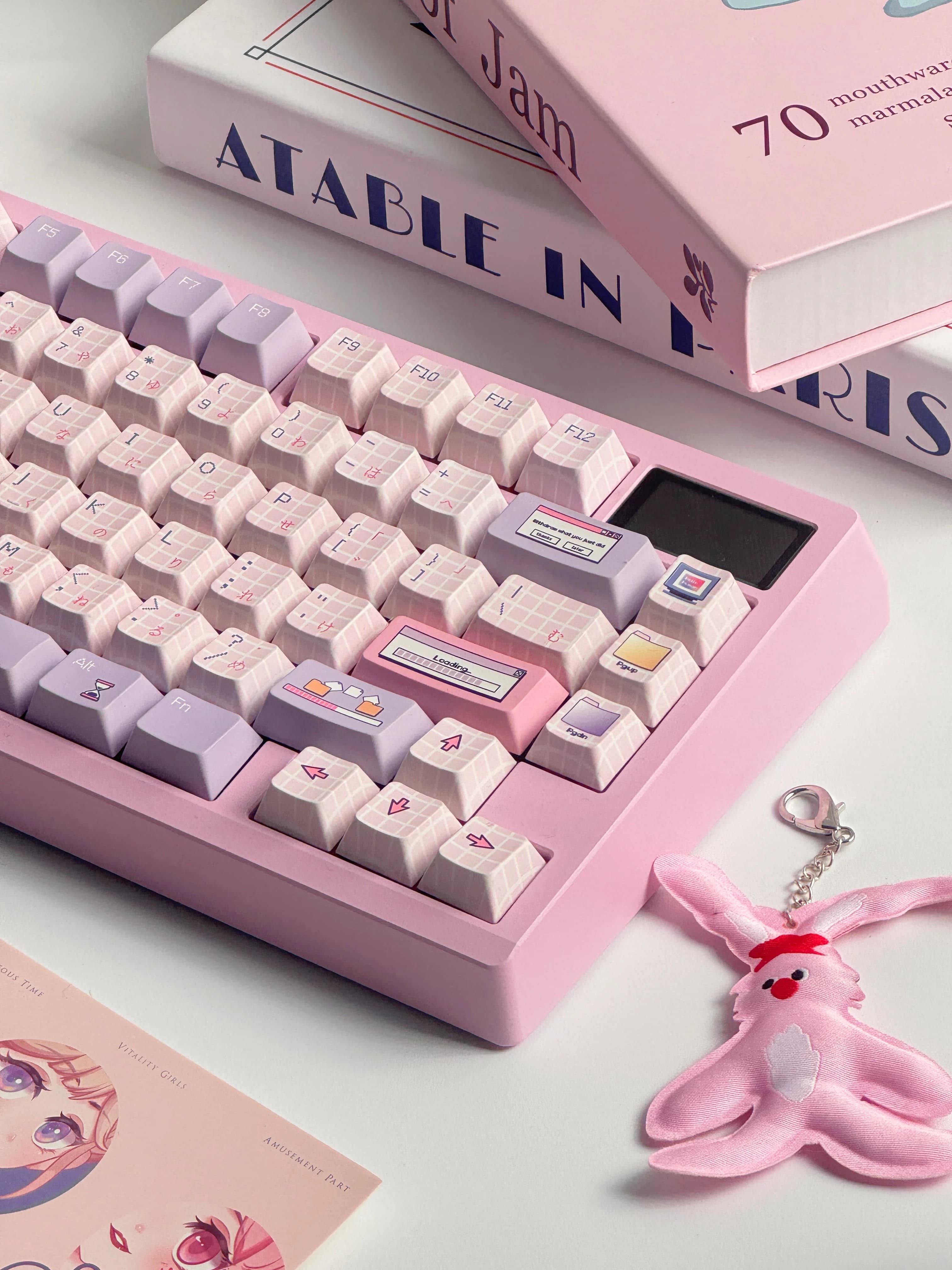 136 tasti Copritasti carini Rosa Chreey Profilo PBT Copritasto quadrato Sublimazione termica Tastiera meccanica Copritasto Gatto Set per regalo