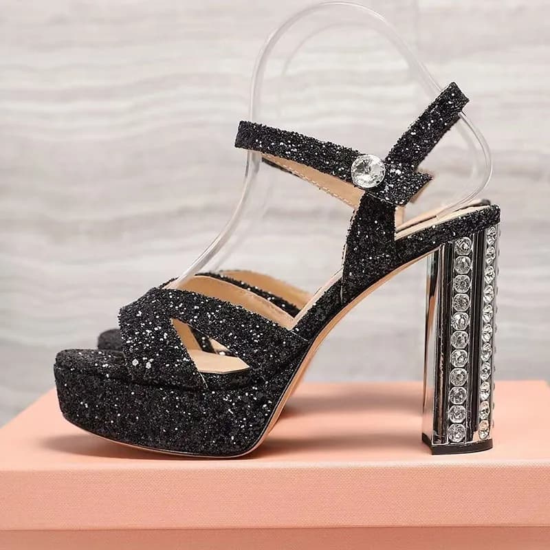 Sandali con strass scintillanti dal design incrociato Sandali con tacco alto con plateau impermeabile da donna Scarpe eleganti estive Scarpe da sposa