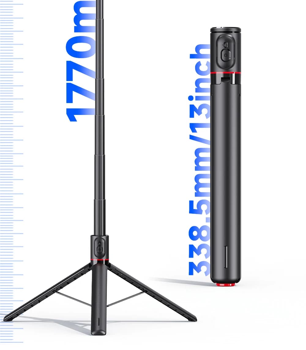1770mm TT01 Treppiede Auto Pop Open Stand Bounce Selfie Stick Supporto per telefono con telecomando magnetico per riprese video Vlog