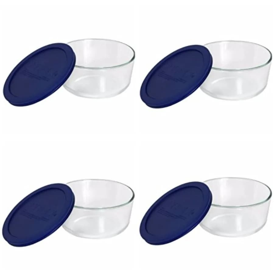 Contenitori in Vetro per Alimenti da 7203, 7 Pezzi, con Coperchi Blu Senza BPA, Resistenti e Adatti al Microonde, Perfetti per la Preparazione dei Pasti e la Conservazione