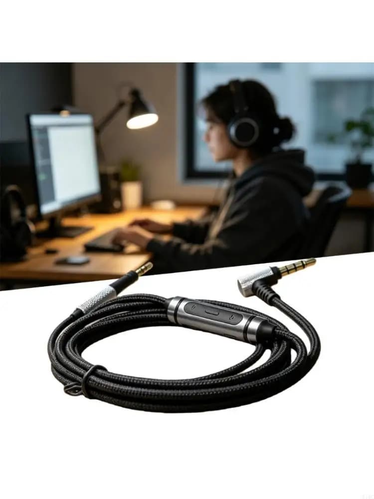 Reinforced Braided Auxiliary Cord Design For M2OE Headsets Cord 1.5Meters 3.5Mm to 2.5Mm Sound Cord for Gaming