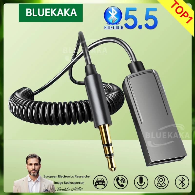 New Updates Bluetooth Cable Adapter 3.5 mm Wireless Jack Aux USB Speaker Audio Stereo HiFi Microphone Live Music for Car