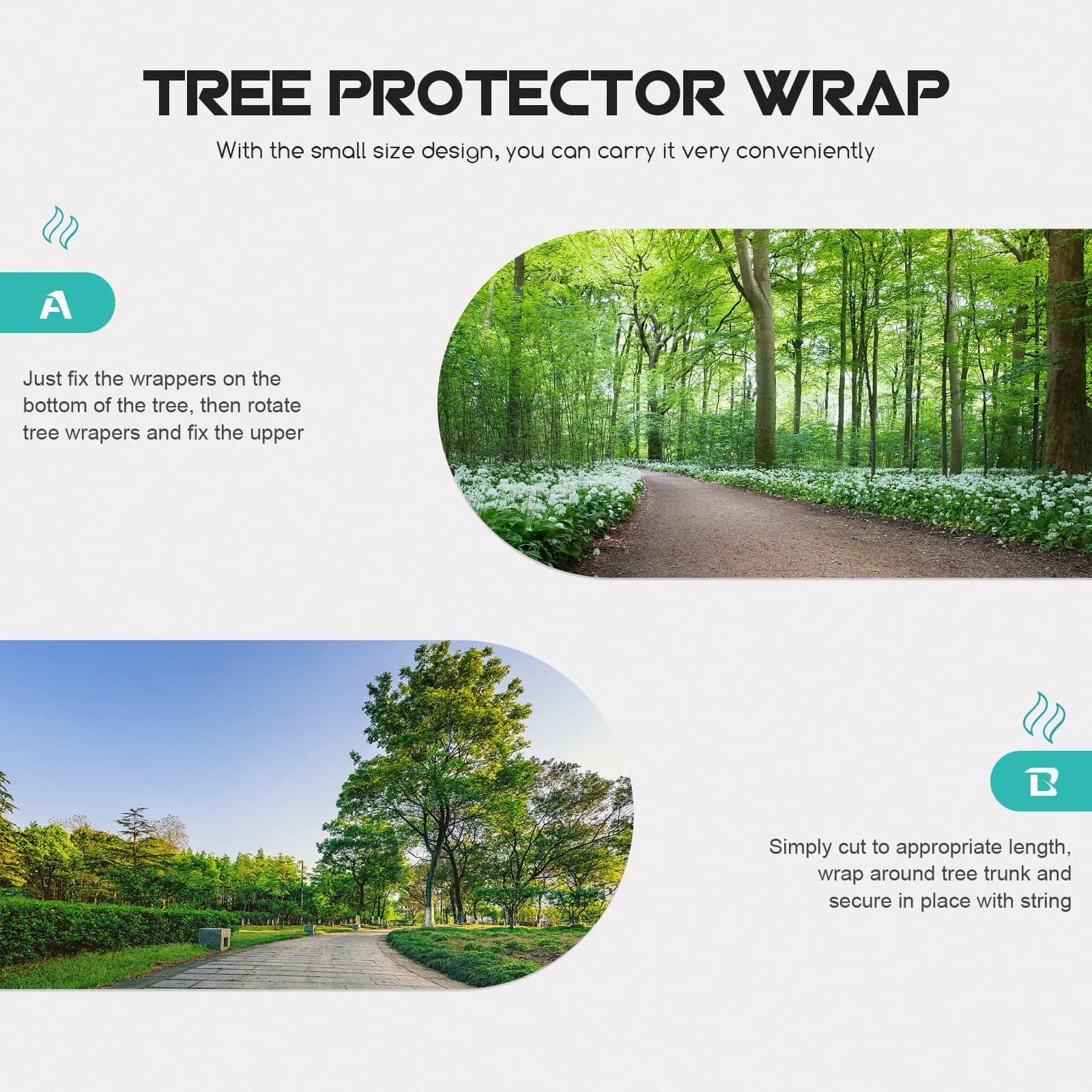 2 Rolls Tree Protector Wrap Winter-Proof Moisturizing Bandage Tree Trunk Wrap Outdoor Cold Proof Sun Protection Garden Supply