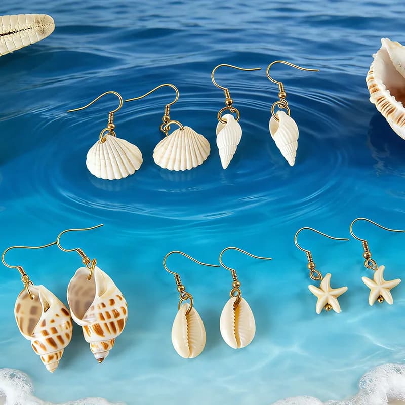 Women's Bohemian Shell and Starfish Earrings Beach Vacation Style Conch Earrings Set for Women luxury