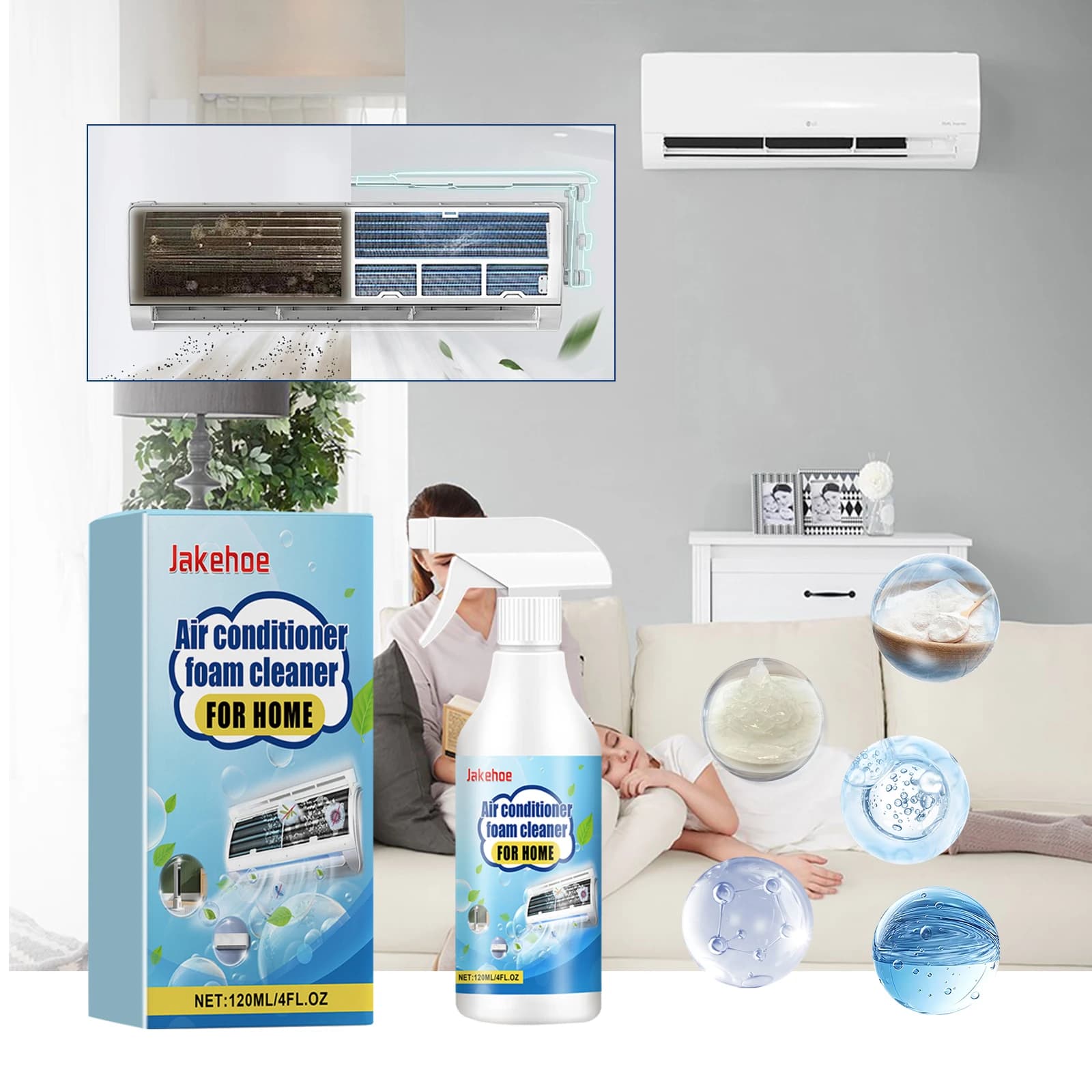 Household Foam Air Conditioner Cleaner, Purifies, Removes Stains & Odors, Suitable for Indoor & Outdoor Unit Cleaning