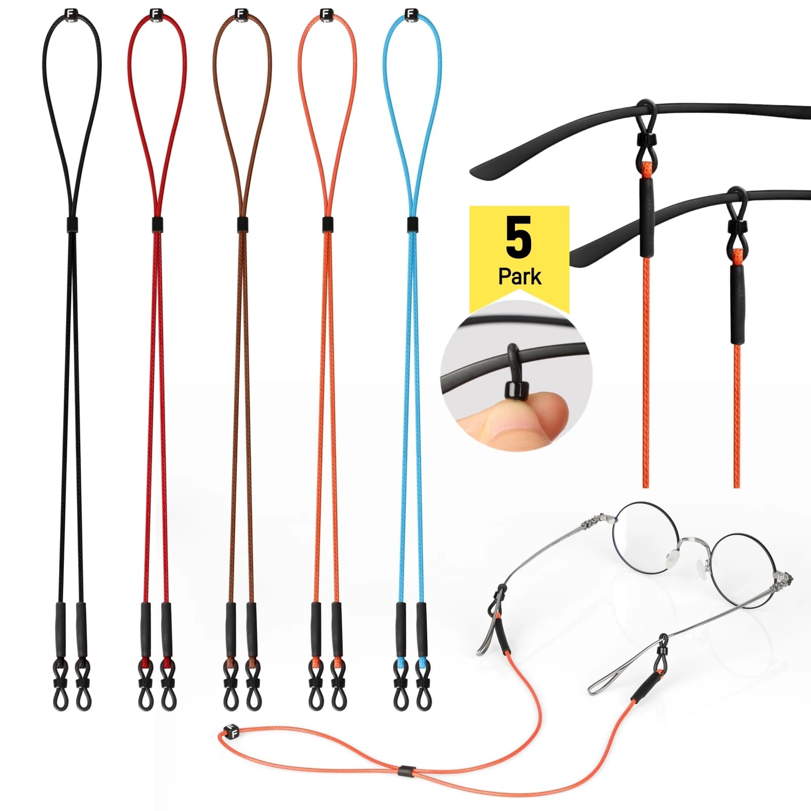 5 Park Fashion Eyewear Strap for Sport and Running, Dhoptical Glass Adjustable Cord