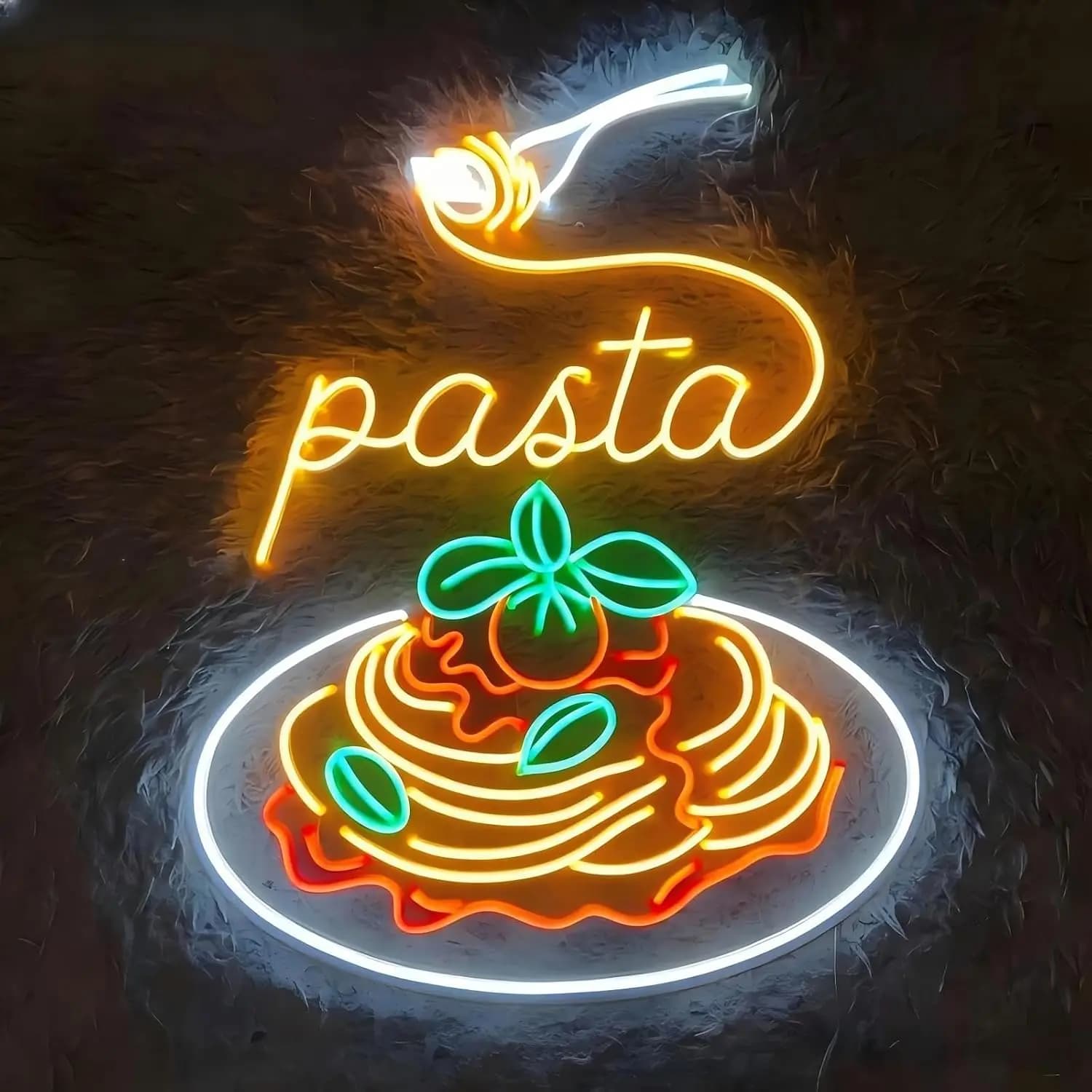 Insegna Luminosa a LED a Forma di Pasta, Luce da Parete Artistica per Attività Commerciali, Alimentata tramite USB, per Ristoranti Italiani, Negozi, Feste, Bar, Decorazione Camera da Letto, Regalo