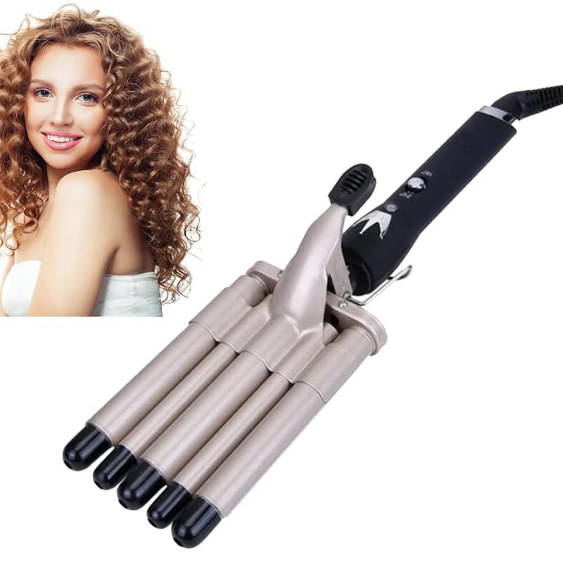 Electric curler with Ceramic Coating, 5 Cylinders Iron, Wave Styler, Two Temperature Settings, Hair Styling Tools
