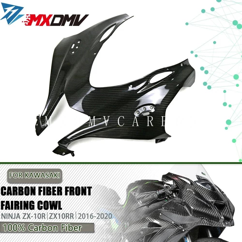 Per KAWASAKI NINJA ZX-10R ZX10R ZX 10R ZX10RR 2020-2016 Parti Moto Kit Carene Pannelli Frontali Faro in Fibra di Carbonio 3K