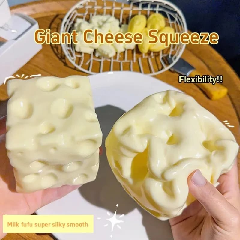 Stress Relief Cheese Squishy Toy Large TPR Squeeze Simulation Fidget Toy Kids Adults Gift Simulation Food