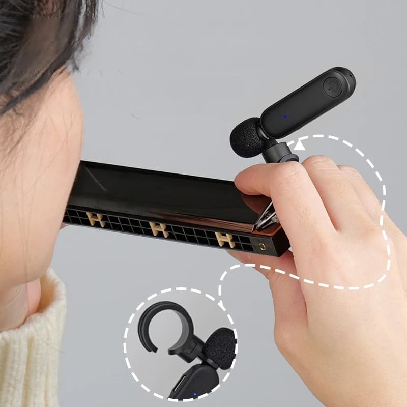 Pickup ad anello wireless per armonica 2.4G 360 ° Parte dello strumento pickup per performance sul palco con riduzione del rumore del microfono armonica ruotabile
