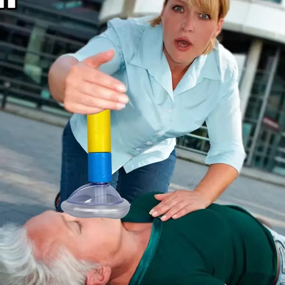 Dispositivo di Soccorso Anti-Soffocamento 2-in-1: Maschera per Vie Aeree e Strumento Heimlich, Certificato CPR per Adulti e Bambini | Kit di pronto soccorso e di emergenza domestica