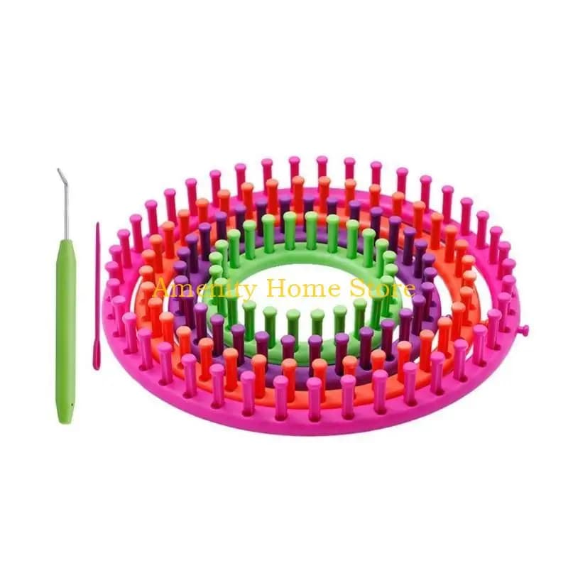 F26C Tessuto a maglia rotondo con gancio in plastica Ago Sciarpa fai da te Maglione Cappello Scialle Cucitura a maglia Tessitura