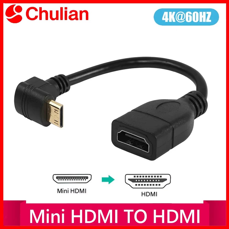 Cavo di prolunga Mini HDMI a HDMI femmina con adattatore a gomito a 90 gradi per TV Box/Stick Camera PS4 PS5 Xbox, convertitore 4K 2K, cavo corto