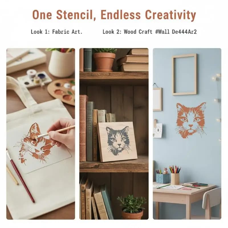 4Pcs Cat Painting Stencils Kit Reusable Hollow Molds Kitten Pattern Templates for Scrapbooking DIY Home Decor