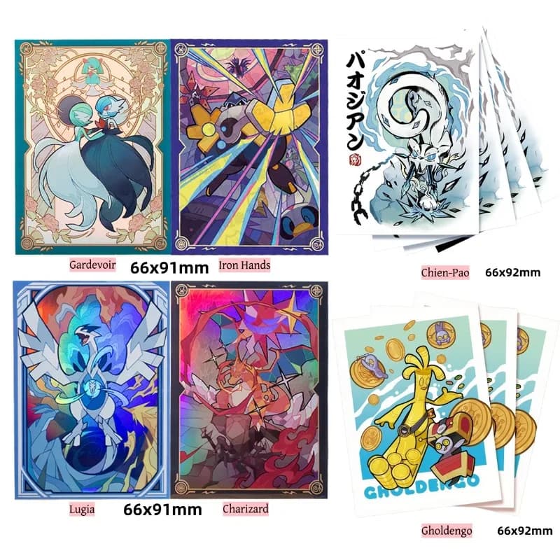 Set da 64 Pezzi PTCG Gardevoir Iron Hands 66x91mm Porta Carte da Gioco Greninja Charizard Custodie Protettive per Carte da Collezione Giocattoli