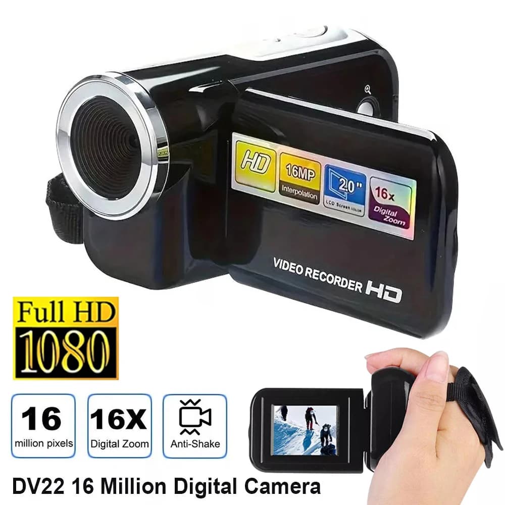 Videocamera digitale da 16 MP 1080P con cavo USB Videocamera DV portatile Schermo a colori TFT da 2,0 pollici Flash LED integrato per principianti