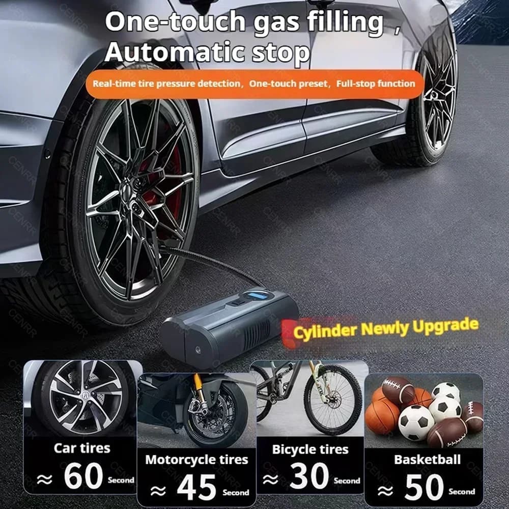 Compressore d'aria digitale portatile, iniettore d'aria elettrico senza fili, gonfiatore per pneumatici auto, pompa d'aria per auto, bici, moto, palloni, barche