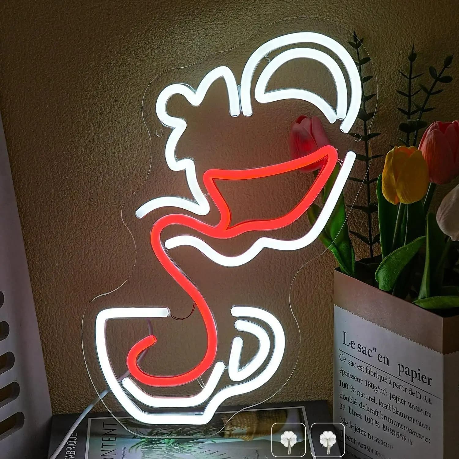 Insegna al Neon a Forma di Tazza di Tè, Luci LED Dimmerabili USB per Bar del Tè, Negozio di Tè, Caffetteria, Decorazione per Soggiorno, Luce da Parete, Regalo