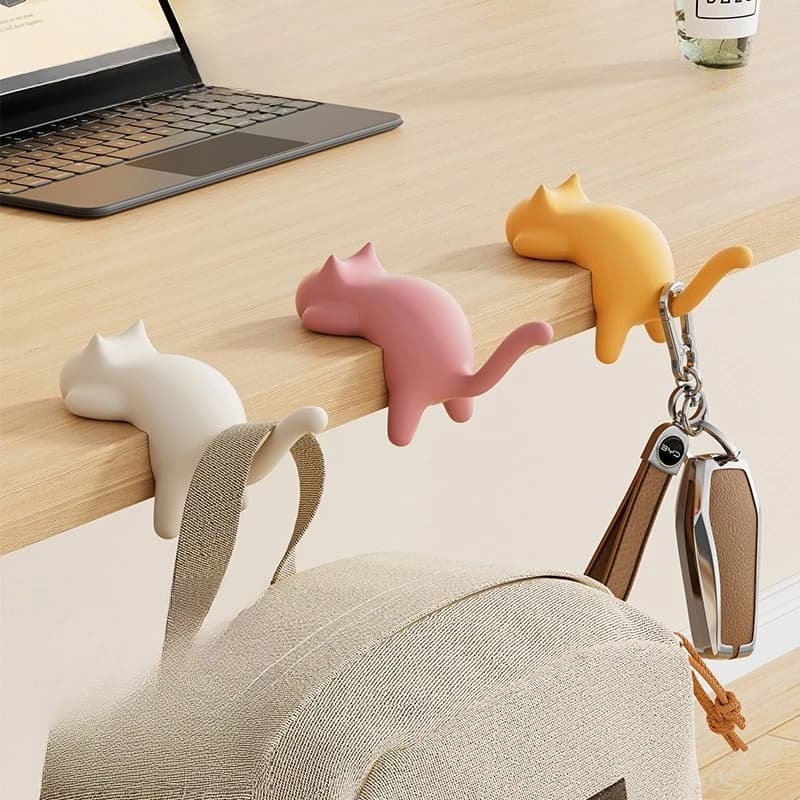 Cat schoolbag hook, no marks on the edge of the table, no punching, multi-functional bag hanging device on the side