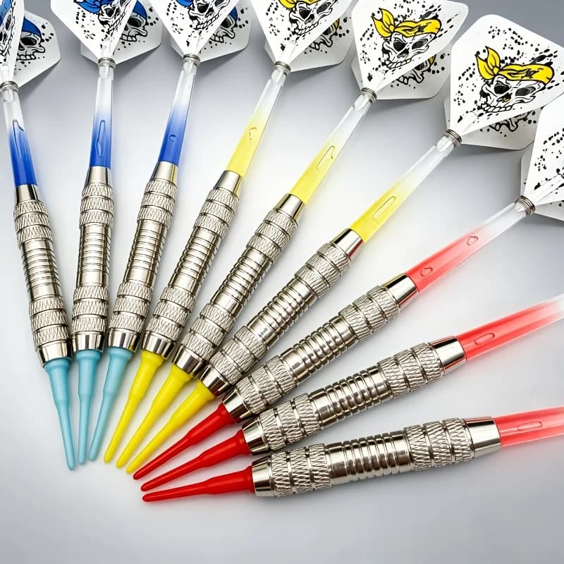 Soft 19g Dart 3pcs, Non-Slip Dart Body, Transparent Gradient PC Shaft, 2BA Replacement Soft Tip, Suitable for Soft Dart Target