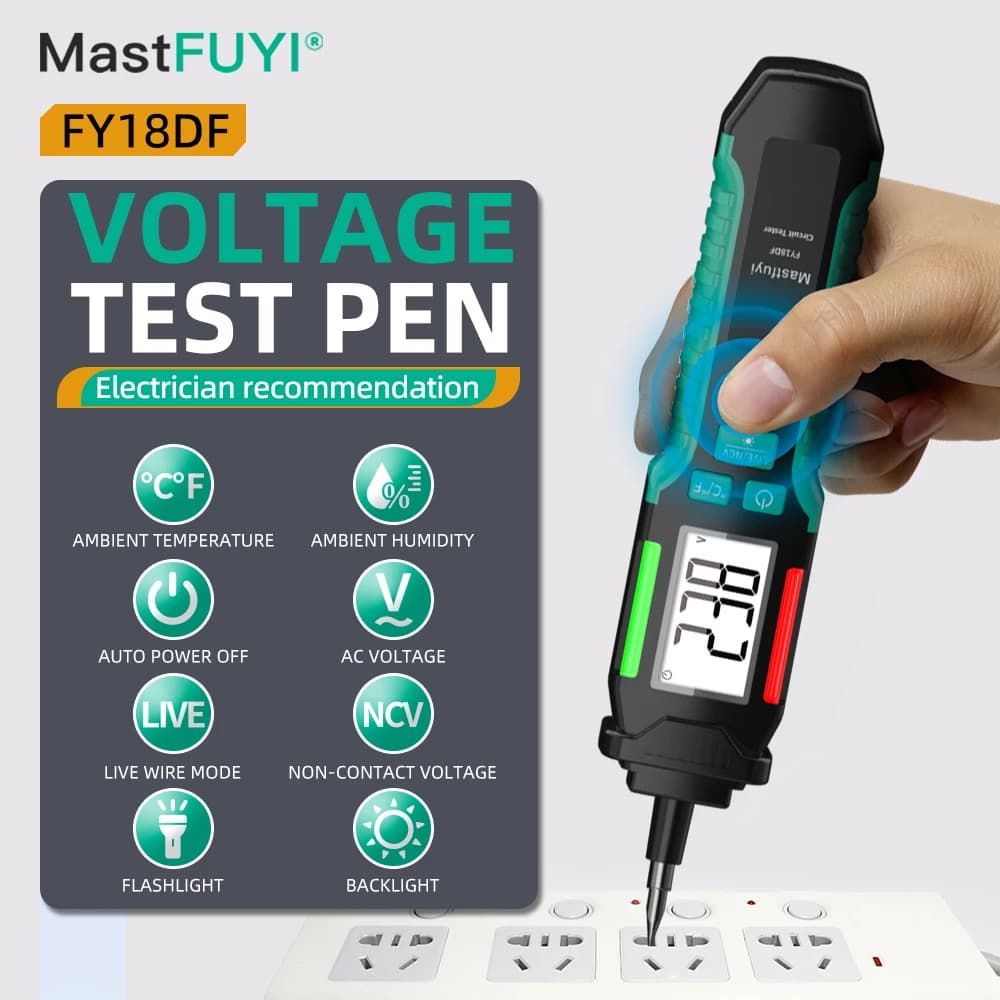 MASTFUYI latest voltage tester high-quality&portable Voltage Tester Electrical Pen AC Voltage Electric Detector Smart Breakpoint