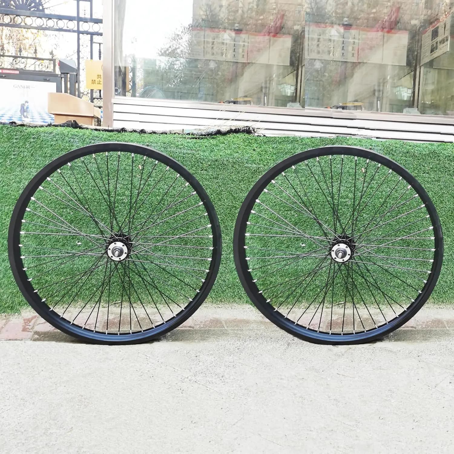 20"/26" X 1.85" Heavy Duty Bike Rim Wheel Set, 12 Gauge 48 Spokes Wheelset, Double Wall Aluminum Alloy Bicycle Wheels Rims