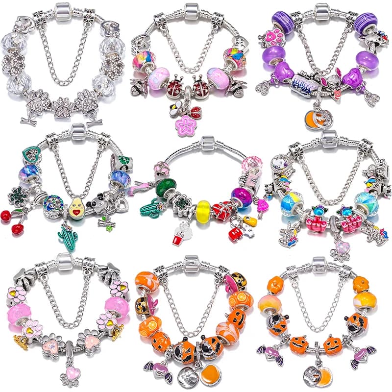 Bracciale con ciondolo in stile Halloween, adatto per indossare ciondolo con perline di pipistrello zucca, adatto per gioielli da festa da donna, regalo airdrop
