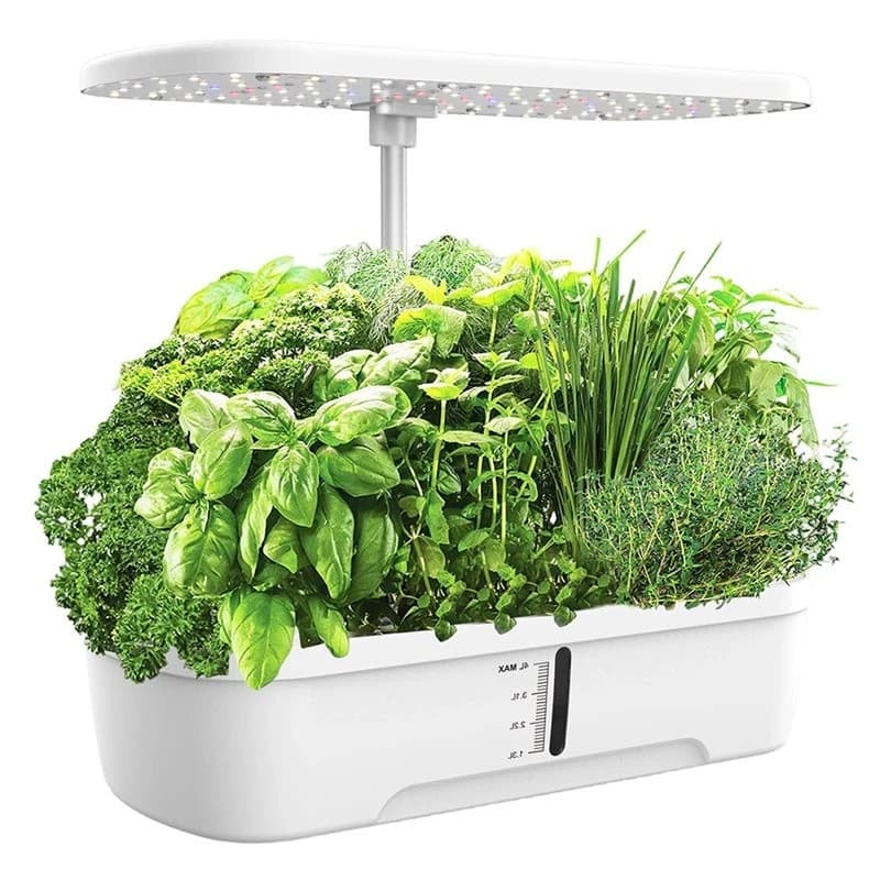 A26I-Smart Water Pump& LED Grow Light Indoor Hydroponics System:12 Pods-White US Plug
