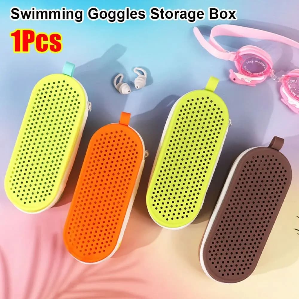 1PC Silicone Swim Glass Storage Box Two-sided Hinge Glass Case Portable Sunglass Protection Box Breathable
