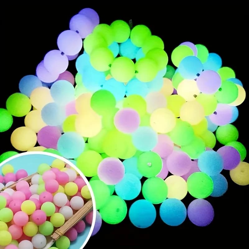 100 perline in silicone che si illuminano al buio, 12/15 mm, colori assortiti: perfette per gioielli fai da te, portachiavi, accessori per penne