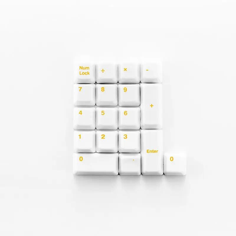 Set di Tasti in Ceramica per Area Tastierino Numerico C, Bianco-Giallo, Tasti Personalizzati per Tastiera Meccanica, Tasti per Asse Magnetico, Regalo da Collezione
