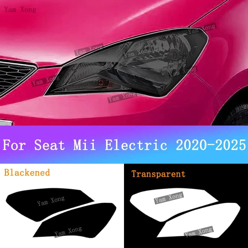 For Seat Mii Electric 2020-2025 Car Light Transparent TPU Film Protective Black Headlight Wrap Smoke Wall decal Cover Film