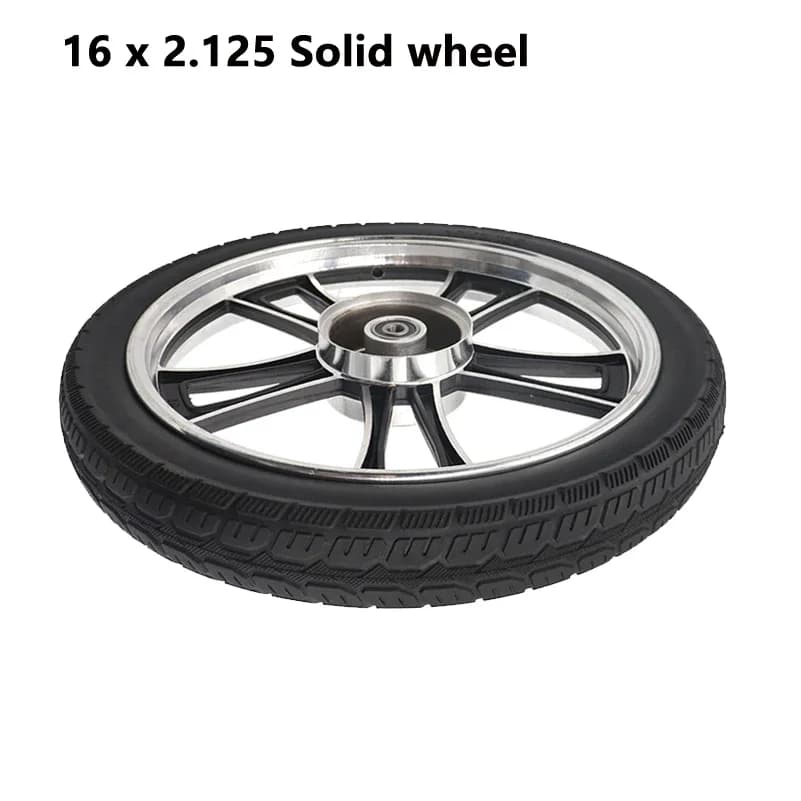 Ruote per bicicletta da ciclismo Ruote antiforatura Ciclo elettrico da 16 x 2,125 pollici Ruota solida per triciclo E-bike