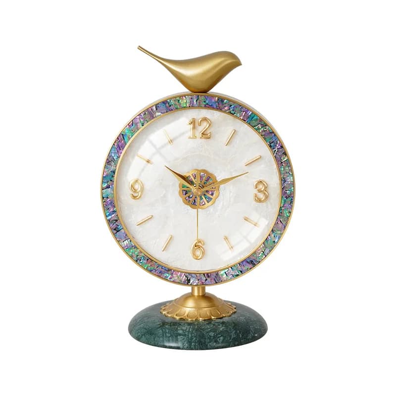 Shell desk clock Brass household desktop ornament Living room clock Atmospheric desk clock Desktop pendulum