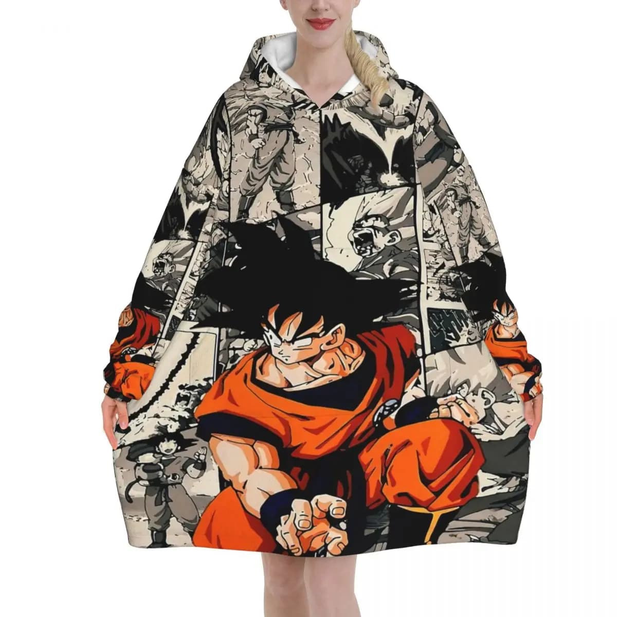 Dragon Ball DragonBall Coperta con cappuccio Coperta indossabile Grande con tasca Sacco a pelo caldo Tutina morbida e accogliente