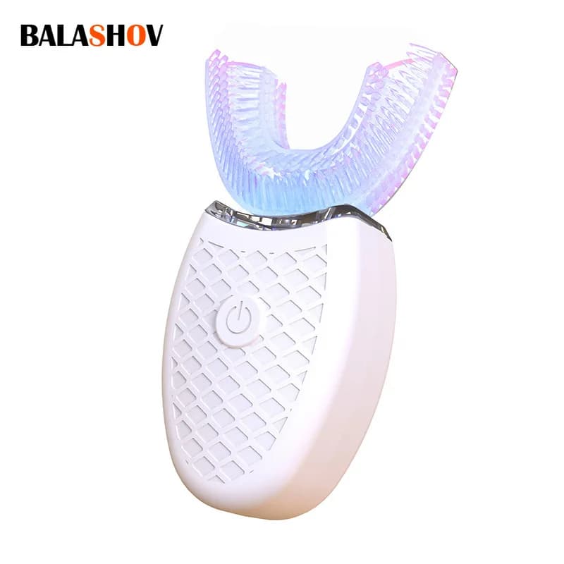U Shaped Adult Electric Toothbrush with Wireless Charging Ultrasonic Toothbrush with 360 Degree Waterproof Silicone Vibration