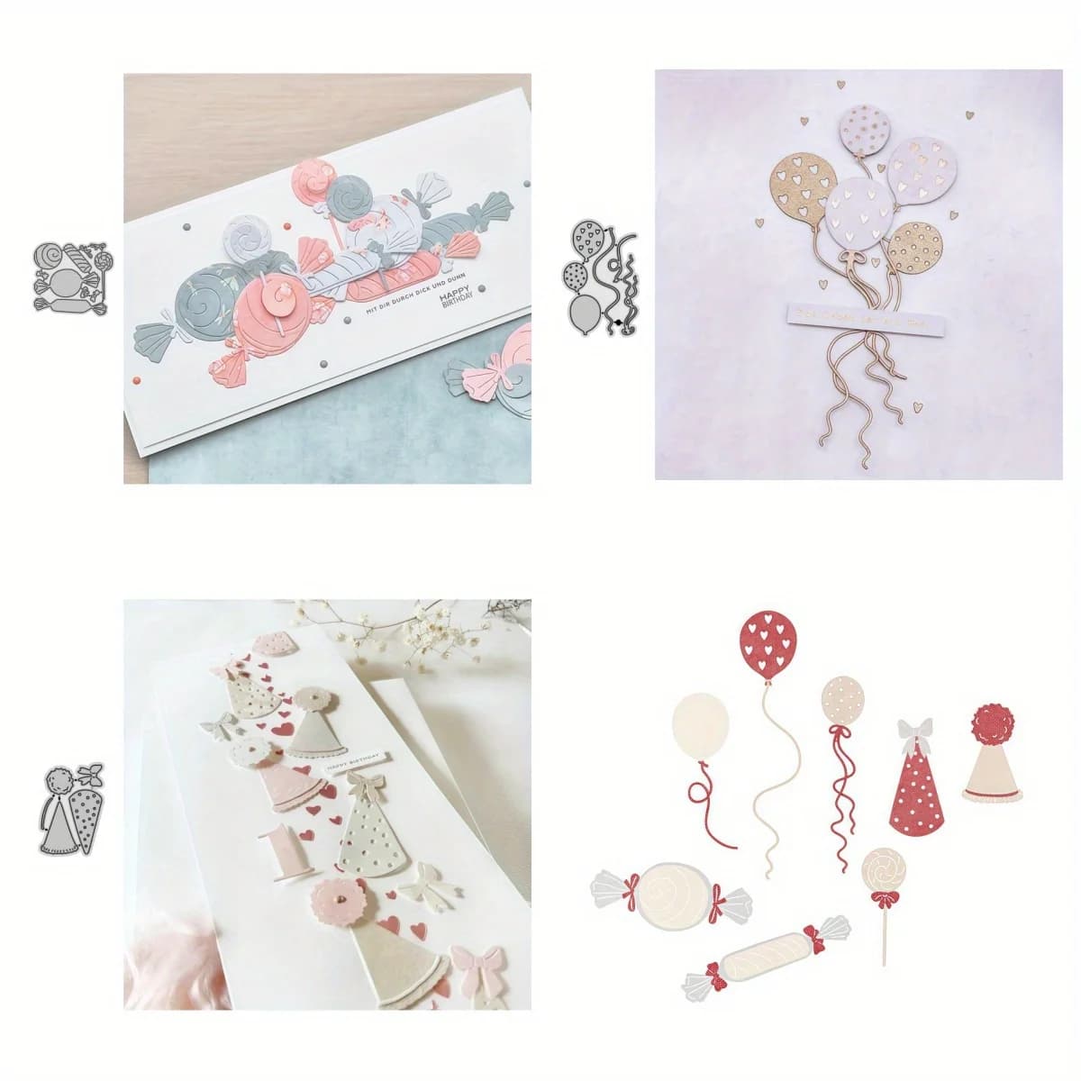 2025 New Arrival Party Hats Balloons Candy Sets Metal Cutting Dies for DIY Scrapbooking Card Making Stencils Photo Albums