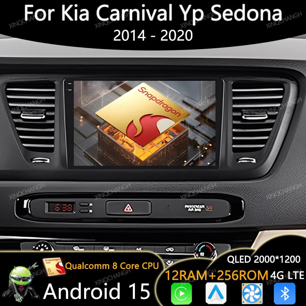 Android 15 Car Radio For Kia Carnival YP Sedona 2014 2015 2017 2018 - 2020 Multimedia Video Player BT 4G LTE 5G WIFI GPS 2DIN
