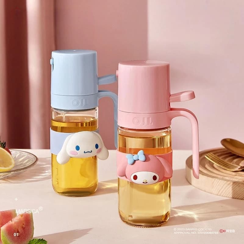 Spruzzatore d'Olio in Vetro Anime Sanrio Hello Kitty, Dispenser per Salsa di Soia e Aceto, Bottiglia Anti-Goccia per Olio da Cucina, Carino
