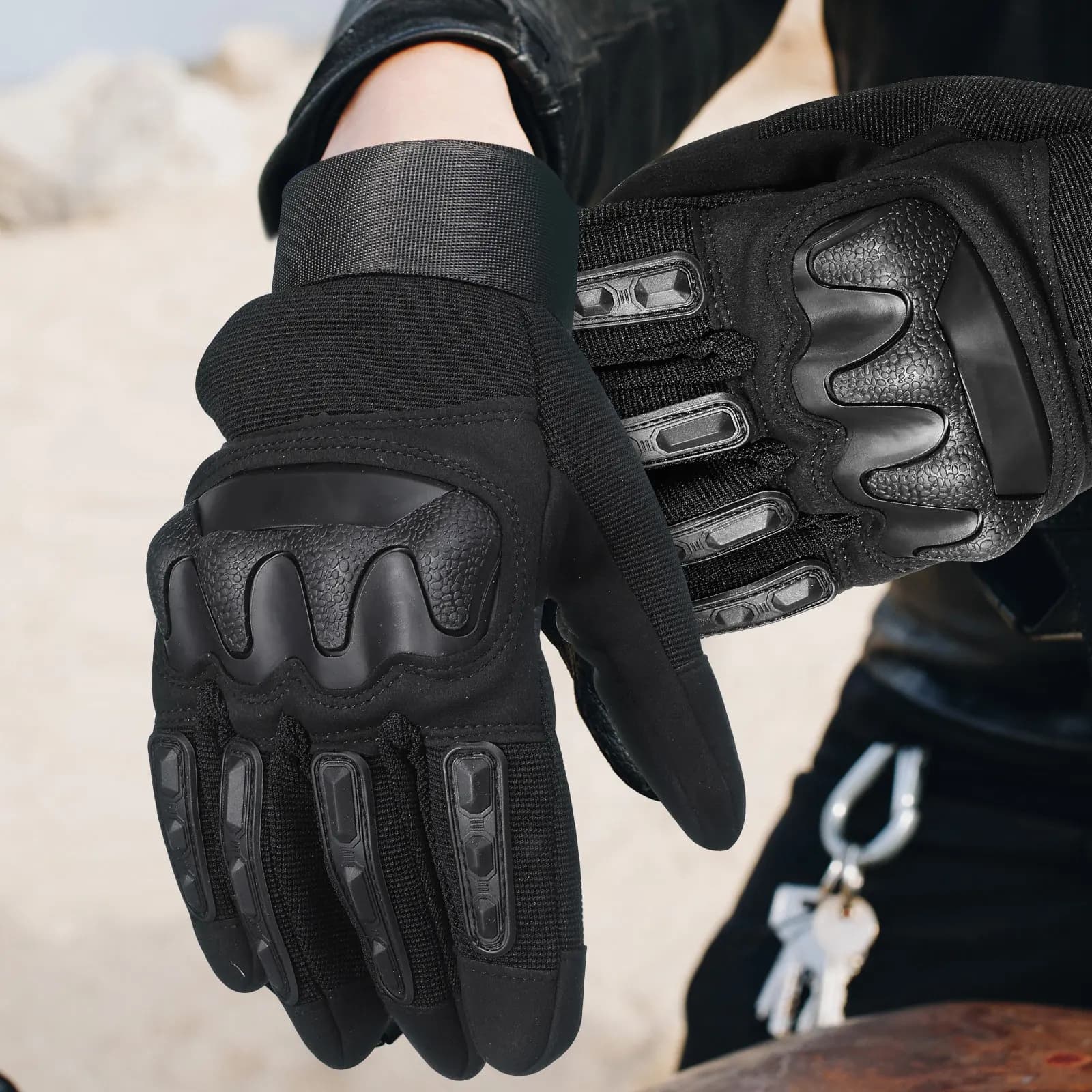 1Pair Full Finger Riding Gloves Men Touchscreen Motorcycle Cycling Outdoor Sports Camping Hiking Work