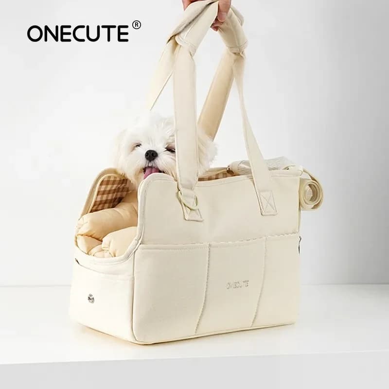 Borsa portatile per animali domestici borsa a tracolla Messenger per cuccioli di cane tappetino carico traspirante senza tappetino borsa per il trasporto all'aperto