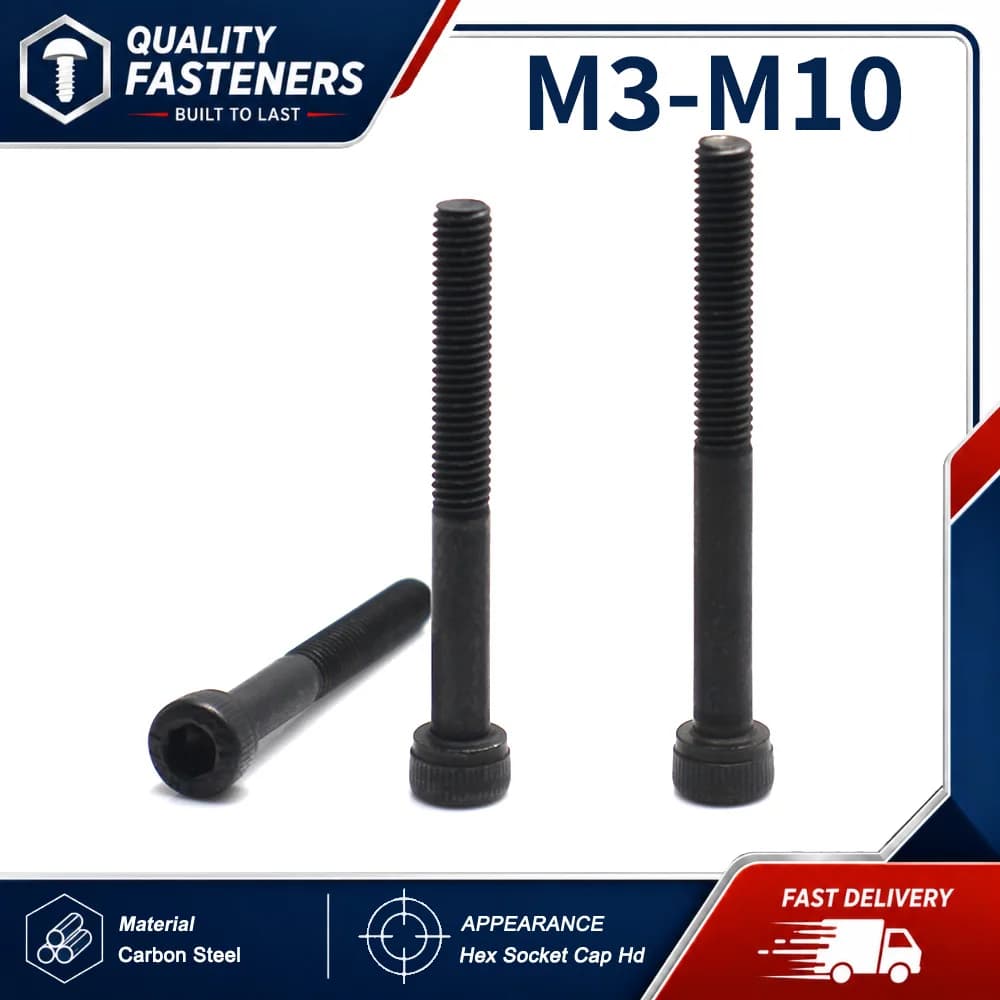 Grade 12.9 Carbon Steel Knurled Hex Socket Cap Head Half Thread Bolts Hardware Fastener M3-M10
